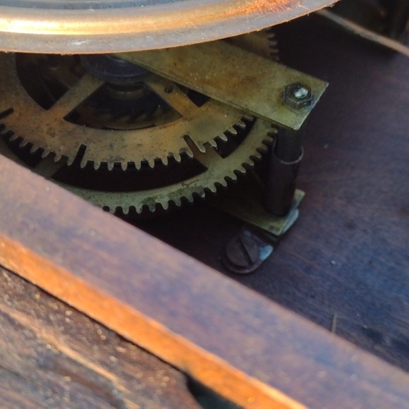 Mid 1800's Sessions Wooden Wall Clock with Gold Accents - Picture 6 of 8
